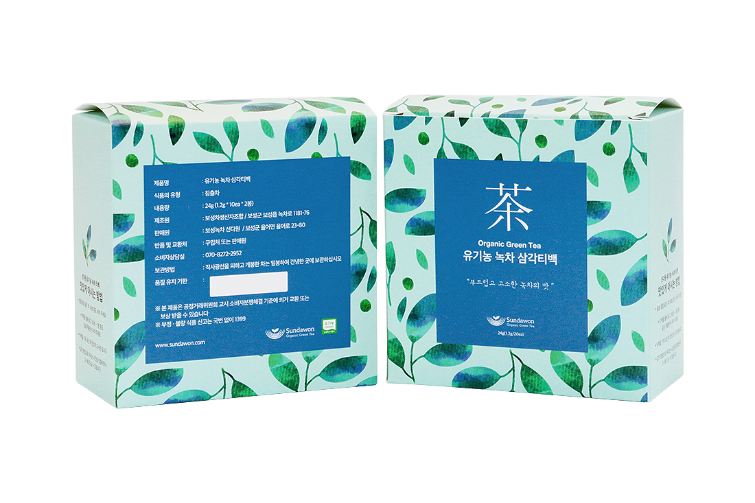 유기농 녹차 삼각티백 칼라단상자